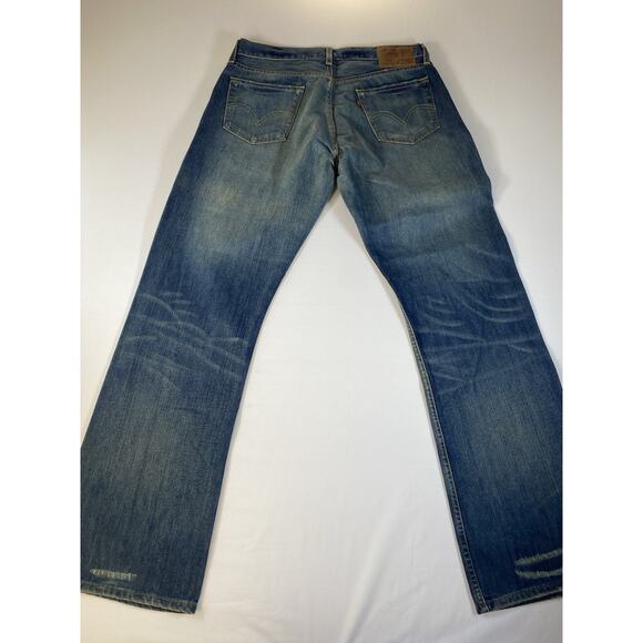 Vntg Levis Jeans Mens 34x33 Blue 527 Low Bootcut Distressed Denim Y2K Baggy - Picture 9 of 9